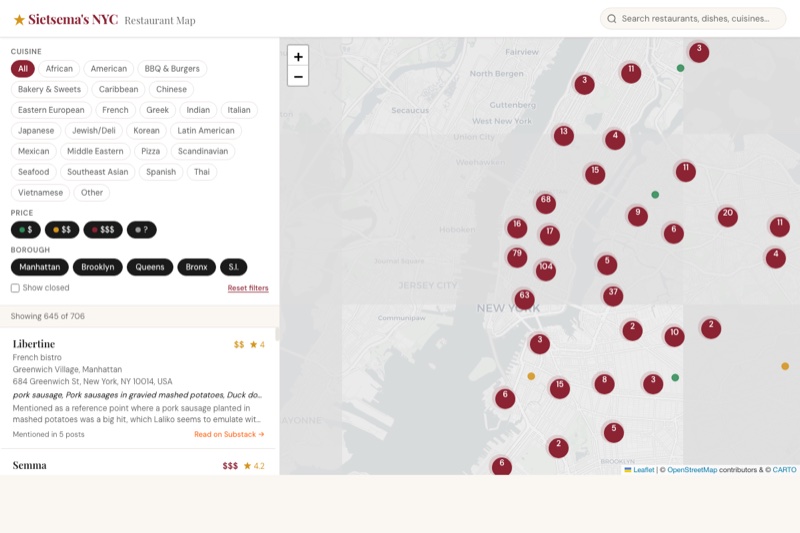 NYC Restaurant Map screenshot